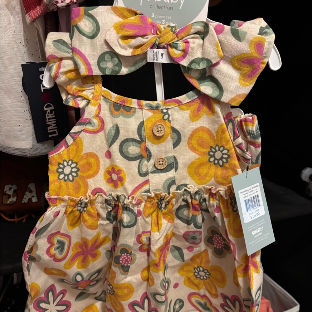 Limited Too Yellow and Pink Casual Dress with Bow
